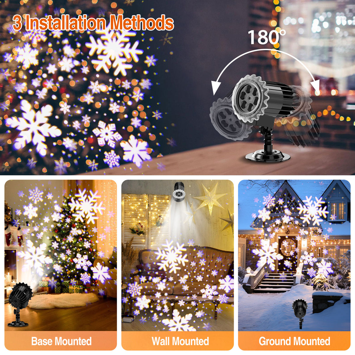 Witchwood™ Outdoor high brightness snowflake projection light, holiday decoration ambient light, Christmas Halloween laser light, light show, waterproof function, indoor home, Christmas, wedding Mother's Day