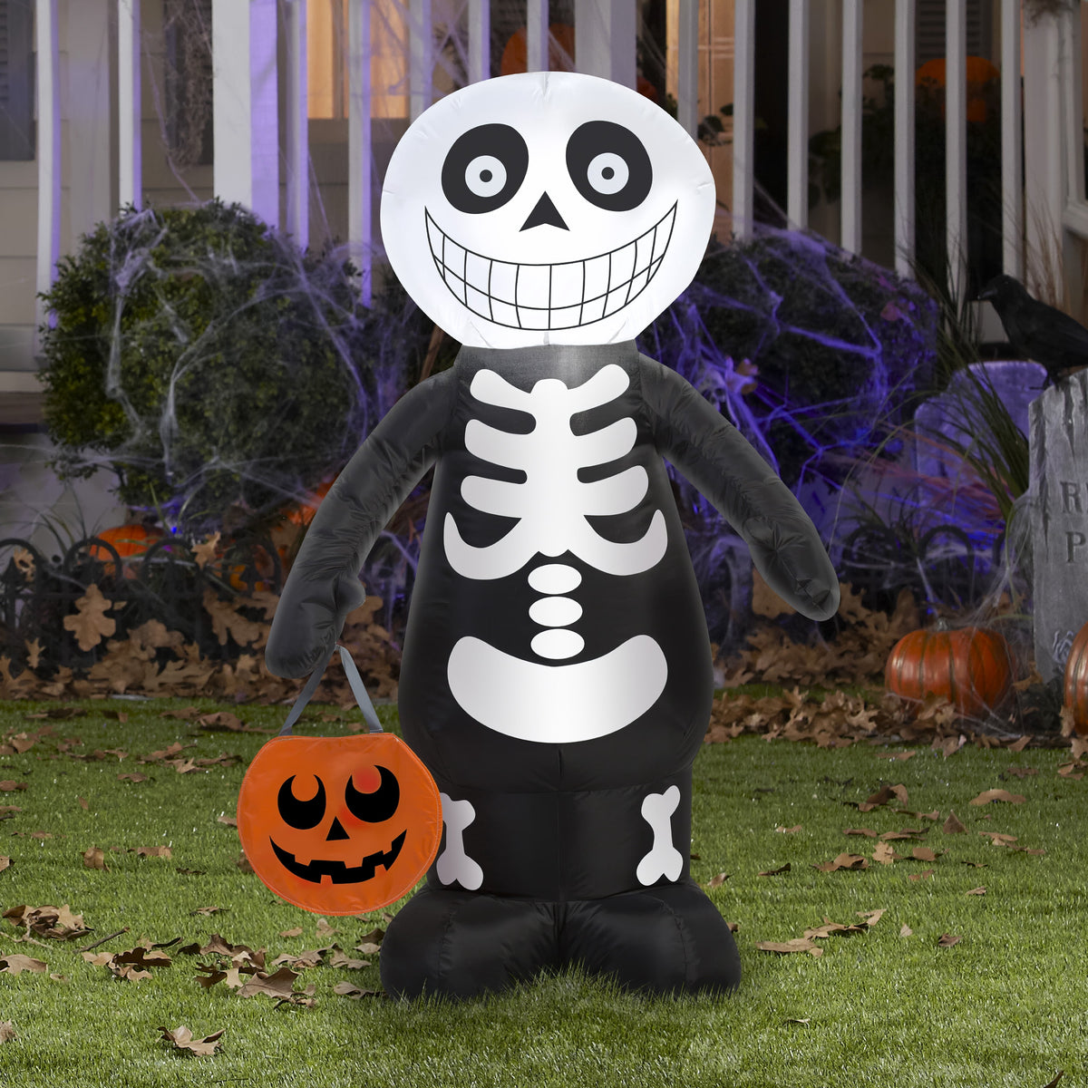 Witchwood™ Airblown Inflatable Skeleton Boy, 3.5 ft Tall, Multicolored, Halloween Yard Decoration