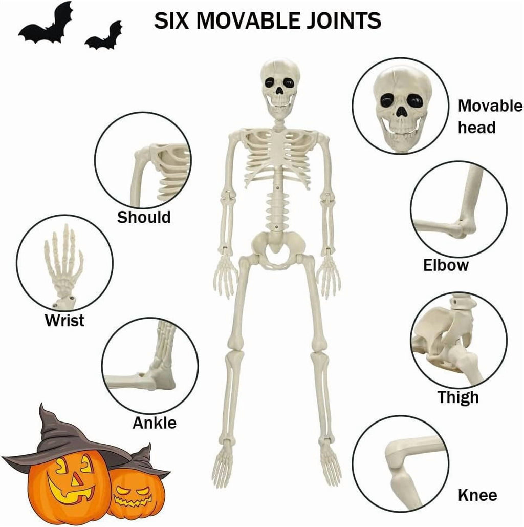 Witchwood™ 35" Halloween Skeleton Decoration ? 3 ft Body with Posable Joints for Indoor & Outdoor Yard Patio Lawn Garden Haunted Party Decor