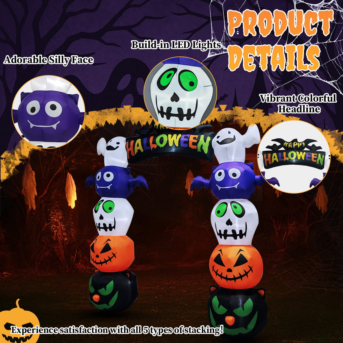 Witchwood™ 8.5' Halloween Inflatables Outdoor Halloween Decoration Giant Archway Blow up Decor