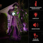 Witchwood™ Towering Witch Halloween Animatronic with Glowing Eyes & Magic Ball, 9.8-Ft