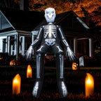 Witchwood™ Halloween Inflatables Outdoor Decorations, 10.5FT Sitting Skeleton Halloween Outdoor Inflatables Decorations Skeleton Blow Up Built in Lights Air Pump for Halloween Party Yard Garden Party Supplies