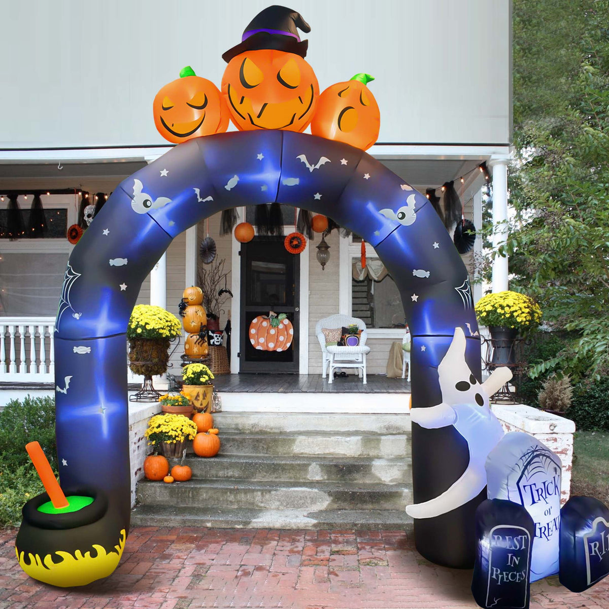 Witchwood™ 10 FT Halloween Inflatables Archway Outdoor Decorations, Scary Halloween Arch Blow Up Yard Decorations for Front Yard Lawn Garden Decor
