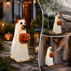 Witchwood™ Clearance! Halloween Ghost Dog Statue with Pumpkin Candy Bowl, 14" LED Ghost German Shepherd Blow-Molded Figurine Outdoor, Halloween Candy Holder Decoration Gift for Porch Yard Patio Indoor