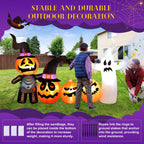 Witchwood™ Vrilay Halloween Inflatables, 7 FT Long 4 Pumpkins with Cute White Ghost Outdoor Decorations, Built-in LEDs, Blow Up Party, Waterproof Yard, Garden, Lawn Decor