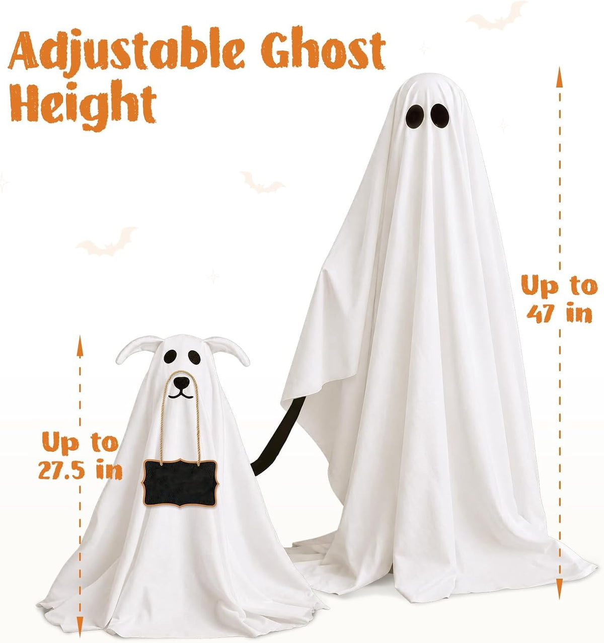 Witchwood™ Clearance Outdoor Halloween Decorations 2 Pack Spooky Ghost Dog Light-Up Freestanding Swinging Ghost for Front Door Porch Yard Lawn Home Party