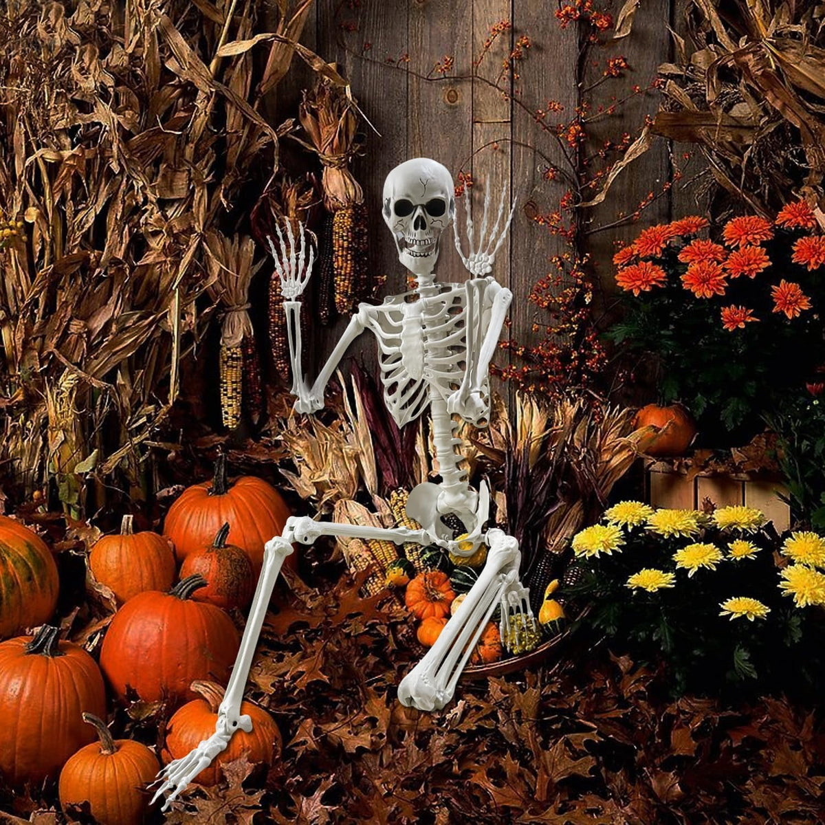 Witchwood™ 35" Halloween Skeleton Decoration ? 3 ft Body with Posable Joints for Indoor & Outdoor Yard Patio Lawn Garden Haunted Party Decor