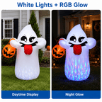 Witchwood™ 5FT Halloween Inflatable Ghost Holding Pumpkin Lantern, Light-Up Blow Up Outdoor Yard Decoration with RGB LED Lights
