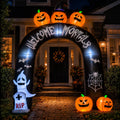 Witchwood™ 10FT Halloween Inflatable Arch for Outdoor Decor, LED Lighted Scary Archway with Ghost & Pumpkin, Blow Up Yard Decoration for Haunted Party Graveyard