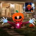 Witchwood™ 5 FT Halloween Inflatable Pumpkin Ghost ? Outdoor LED Blow-Up Decoration with Giant Arms, Light-Up Eyes, Waterproof Yard Decor for Lawn and Garden