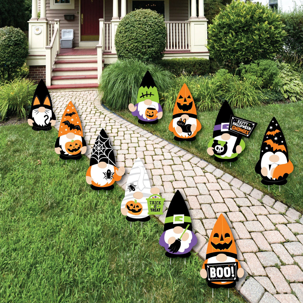 Witchwood™ Big Dot of Happiness Halloween Gnomes - Gnome Lawn Decorations - Outdoor Spooky Fall Party Yard Decorations - 10 Piece