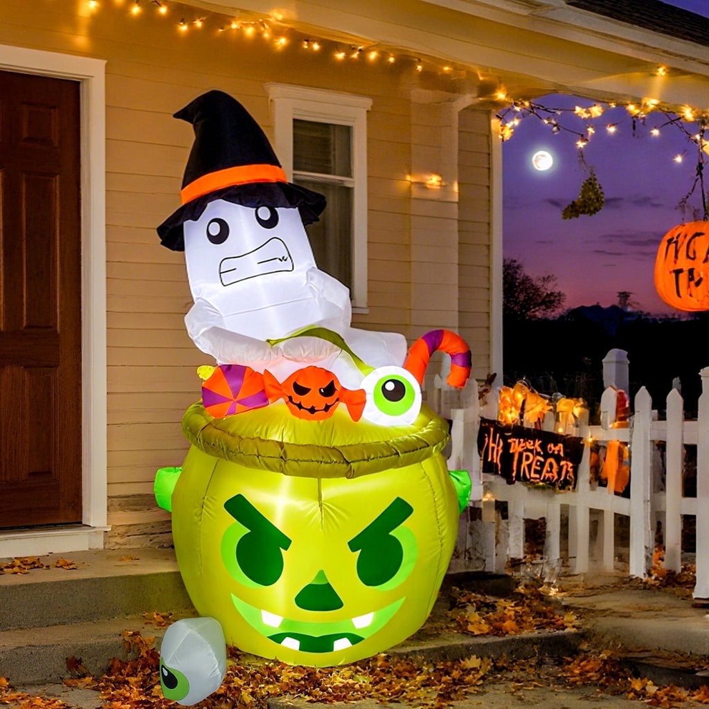 Witchwood™ Thanksgiving Inflatable Turkey 5FT Blow up Outdoor Thanksgiving Inflatables Decoration with LED Lights for Holiday Party Yard Garden