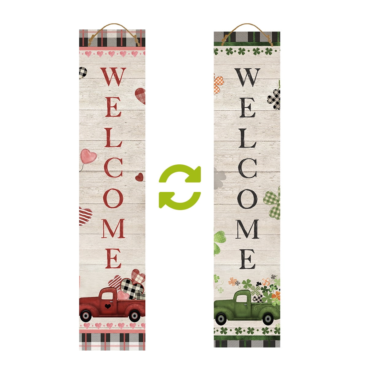 Witchwood™ Briarwood Lane Valentine's Double Sided Reversible Pine Porch Leaner 47x9.5 Holiday Pickup Trucks For Valentine's Porch Leaner