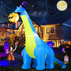 Witchwood™ COMIN Halloween Inflatables 10 FT Tall Dinosaurs Eating Pumpkin Blow Up Yard Decoration with Built-in LED for Yard Garden Party Lawn