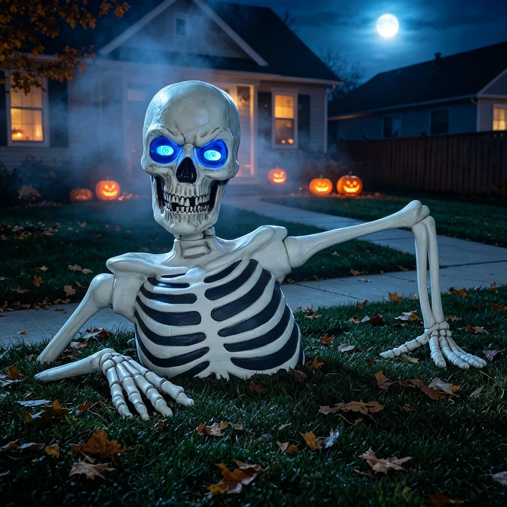 Witchwood™ Clearance Halloween Decorations Skeletons, Giant Ground Breaking Skeleton with LCD Eyes, Spooky Haunted Home Halloween Decorations Outdoor for Yard, Patio & Front Porch
