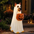 Witchwood™ Clearance! Halloween Ghost Dog Statue with Pumpkin Candy Bowl, 14" LED Ghost German Shepherd Blow-Molded Figurine Outdoor, Halloween Candy Holder Decoration Gift for Porch Yard Patio Indoor