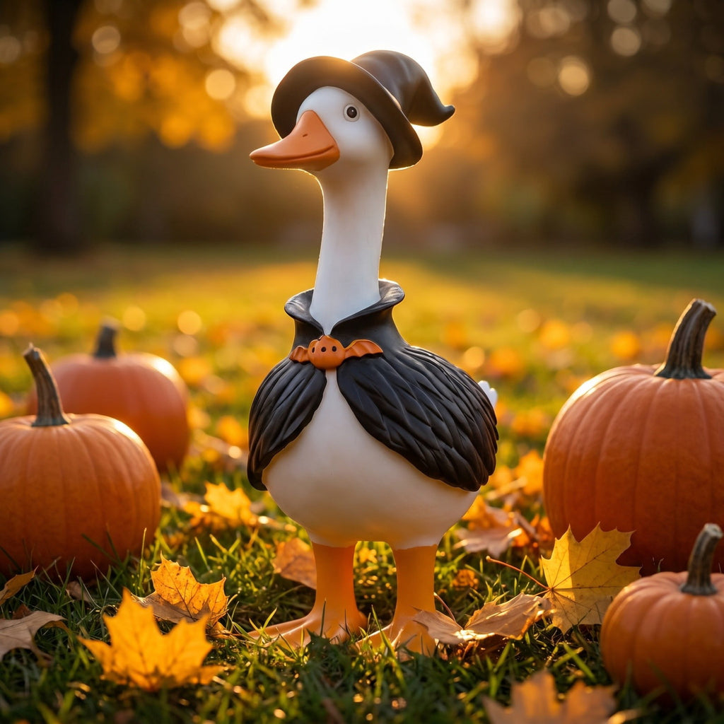 Witchwood™ Clearance! Witch Goose Figurine with Hat and Cape, Halloween Porch Goose Statue 11.8", Resin Lawn Goose Decor for Yard, Halloween Gift Ideal