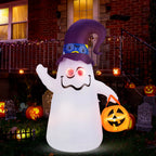 Witchwood™ Costway 6 Ft Halloween Inflatables Cute Ghost with Jack-O-Lantern & Witch Hat