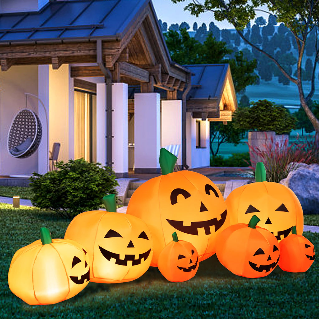 Witchwood™ Costway 7.5' Halloween Inflatable 7 Pumpkins Patch W/LED Light Outdoor Garden Decoration
