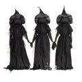 Witchwood™ Evergreen Set of 3 LED Lighted Halloween Witch Stakes, 4' Tall for Garden Lawn or Patio