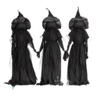 Witchwood™ Evergreen Set of 3 LED Lighted Halloween Witch Stakes, 4' Tall for Garden Lawn or Patio