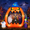 Witchwood™ 8.2ft Halloween Inflatable Pumpkins Photo Door with Ghost Witch Yard Party Outdoor Decorations with LED Lights
