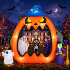 Witchwood™ 8.2ft Halloween Inflatable Pumpkins Photo Door with Ghost Witch Yard Party Outdoor Decorations with LED Lights