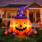 Witchwood™ 6.2FT Halloween Inflatable Decorations Pumpkin Spider with LED Lights, Halloween Blow Ups for Yard Party