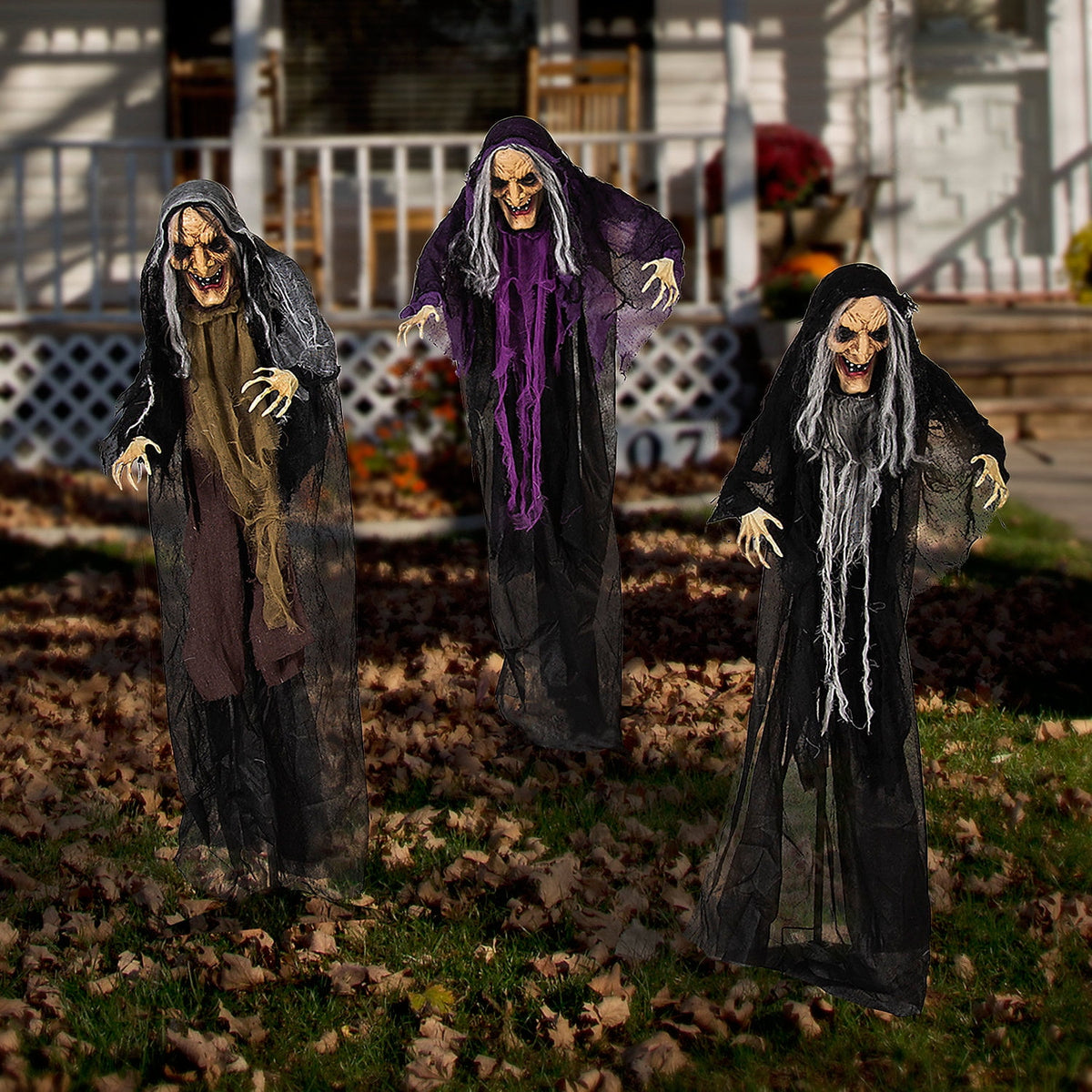 Witchwood™ Fun Express 4ft. Animated Witch Yard Stakes Halloween - 3 Pieces