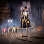 Witchwood™ Fun Express Outdoor Animated Skeleton with Sound-Activated Light-Up Dog Halloween Decoration, 5ft & 3ft