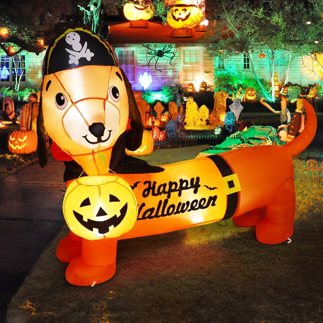 Witchwood™ Halloween Inflatable 5 FT Halloween Dog Decorations, Halloween Inflatable Dog with Built-in Lights, Halloween Decorations Outdoor Clearance For Halloween/Holiday/Garden/Yard