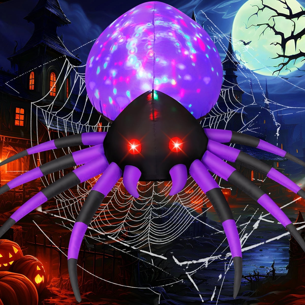 Witchwood™ Halloween Inflatable 5 FT Halloween Spider Inflatable, Inflatable Halloween Spider Halloween Blow Up Spider with LED Lights, Outdoor Halloween Decorations Clearance for Halloween/Holiday/Party