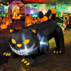Witchwood™ Halloween Inflatable 6 FT Black Cat Inflatable Moving Head, Scary Halloween Decorations Black Cat with LED Lights Built-in, Halloween Outdoor Decorations Clearance for Holiday/Party/Yard/Garden