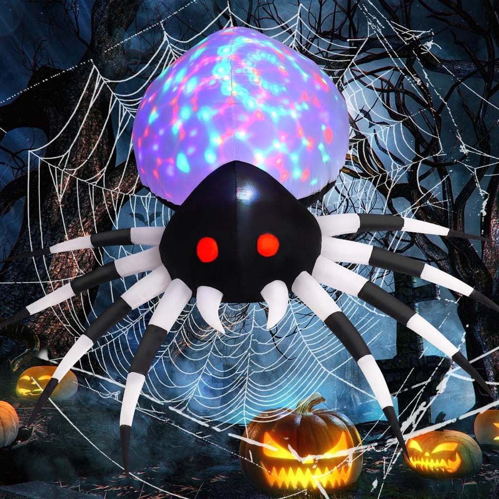 Witchwood™ Halloween Inflatable 6 FT Spider Inflatables Outdoor Decorations with Magic Light, Scary Inflatable Halloween Spider Blow Up Spider, Halloween Blow Up Decorations Outside Clearance for Holiday