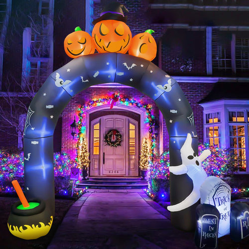 Witchwood™ 10 FT Halloween Inflatables Archway Outdoor Decorations, Scary Halloween Arch Blow Up Yard Decorations for Front Yard Lawn Garden Decor