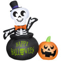 Witchwood™ Halloween Inflatable Skeleton in Cauldron, 4 ft Tall, Multi