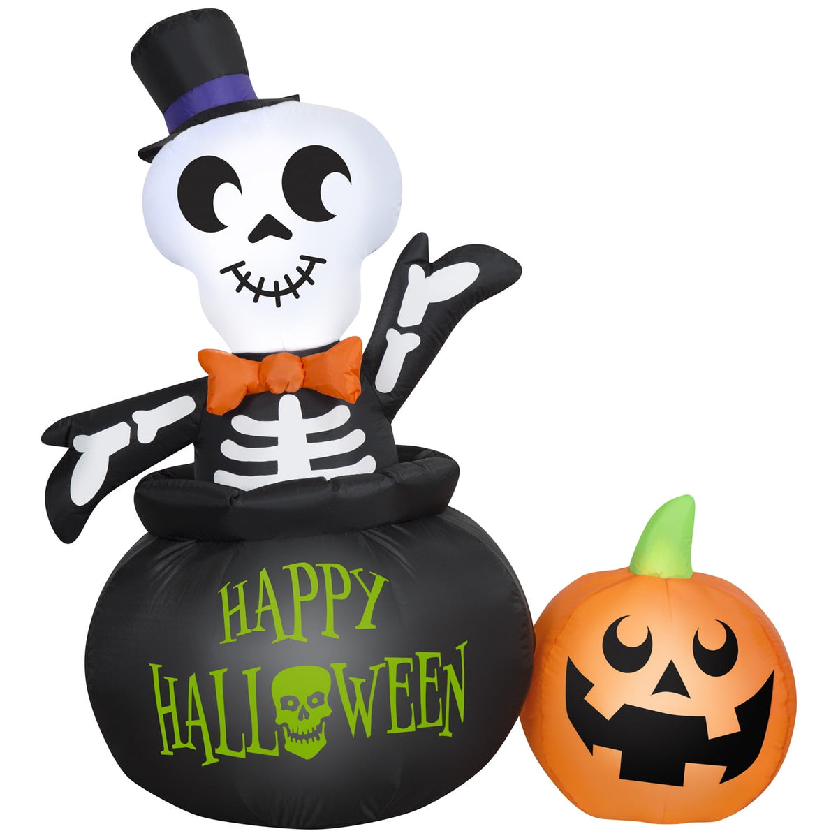 Witchwood™ Halloween Inflatable Skeleton in Cauldron, 4 ft Tall, Multi