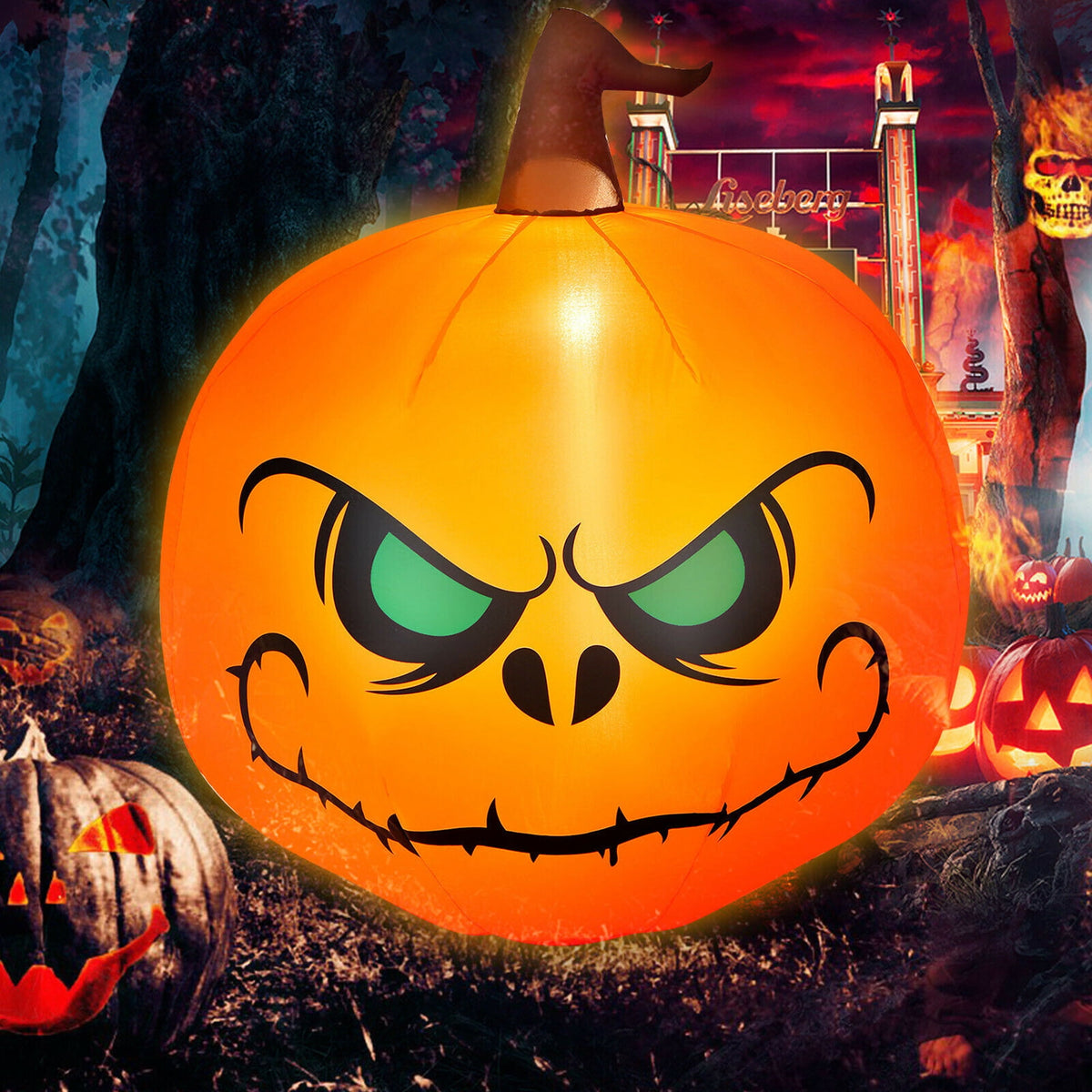 Witchwood™ Gymax 4ft Inflatable Pumpkin Blow Up Halloween Decoration w/ Built-in LED Light