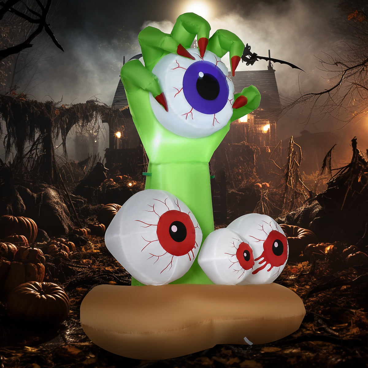 Witchwood™ HOMCOM 8ft Inflatable Halloween Mirror Face Ghost, Outdoor LED Display