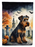 Witchwood™ Halloween Airedale Terrier Dog House Flag 28x40IN Double-Sided Polyester Decorative Sleeve Pole Flag for Outdoor Home Garden
