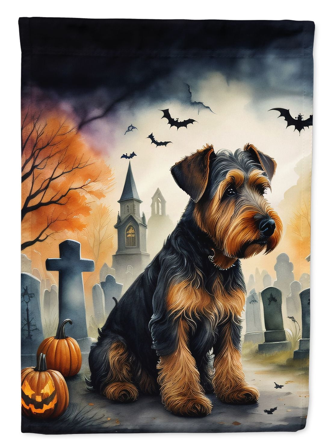 Witchwood™ Halloween Airedale Terrier Dog House Flag 28x40IN Double-Sided Polyester Decorative Sleeve Pole Flag for Outdoor Home Garden
