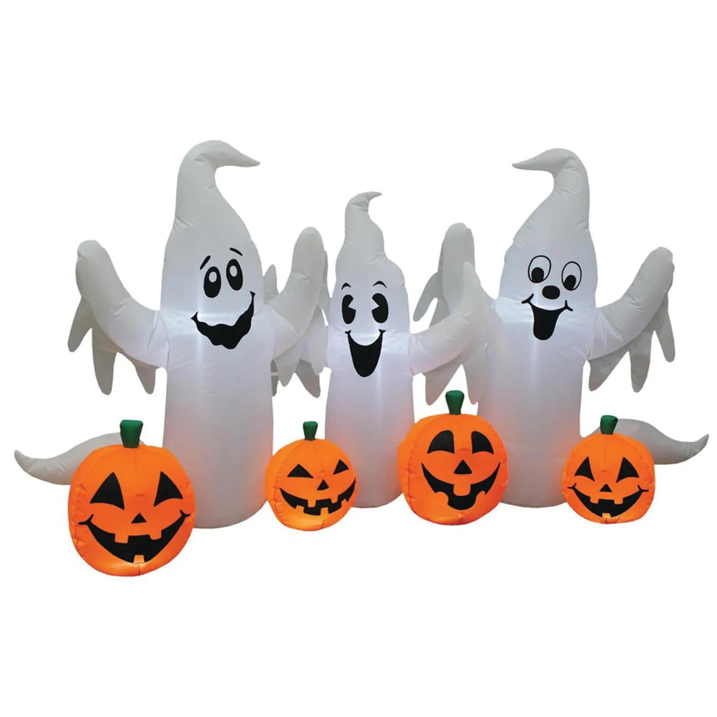 Witchwood™ 8 ft Inflatable Ghosts with Pumpkin Decoration