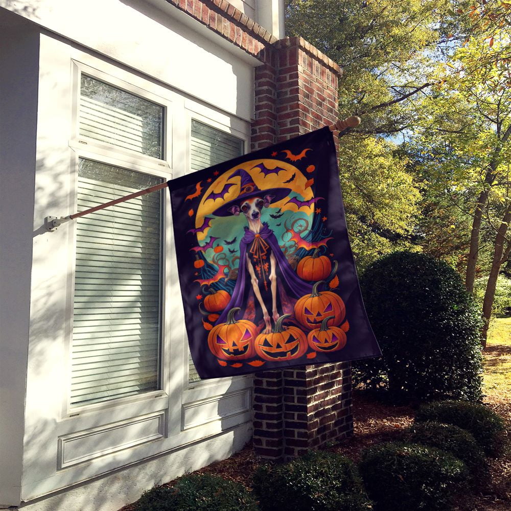 Witchwood™ Halloween Italian Greyhound Dog House Flag 28x40IN Double-Sided Polyester Decorative Sleeve Pole Flag for Outdoor Home Garden