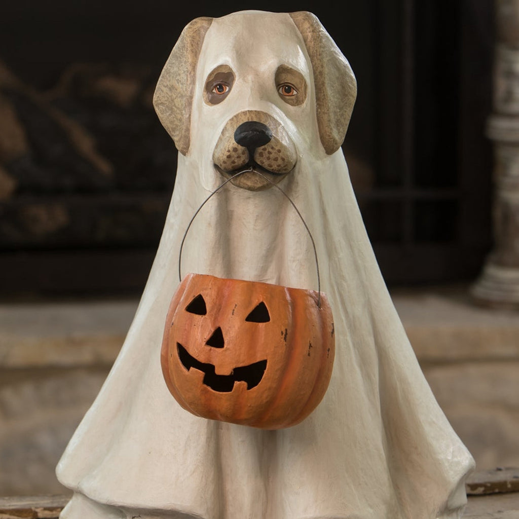 Witchwood™ Bethany Lowe 19.5" Large Ghost Dog Candy Bowl Paper Mache Halloween Decoration Statue