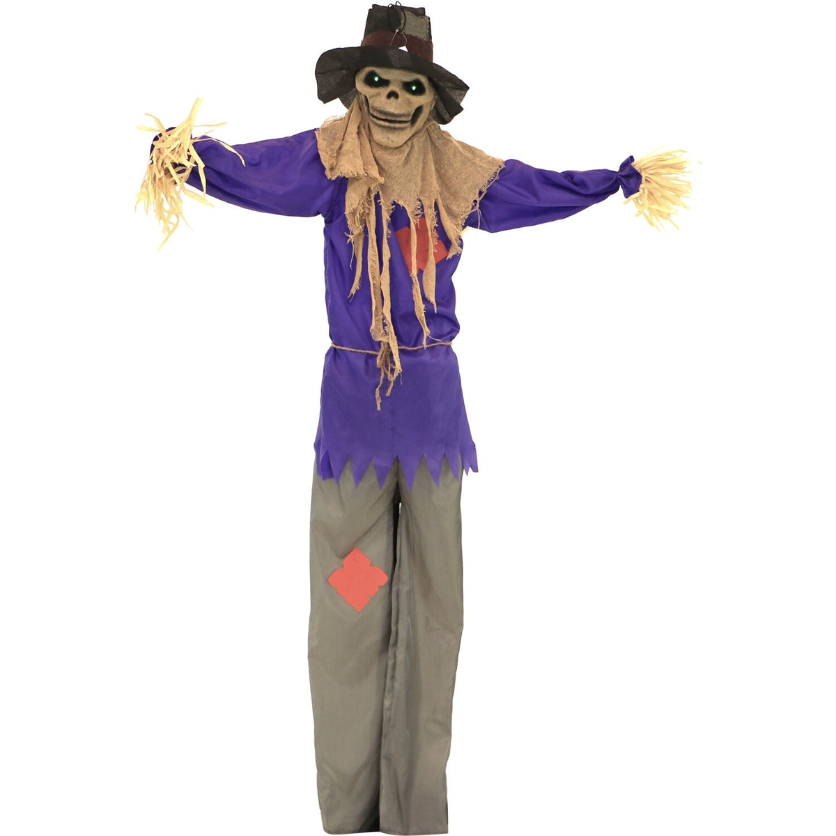 Witchwood™ 6 ft Standing Halloween Scarecrow Yard Decoration with LED Green Eyes, HHSCR-5FLS