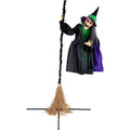 Witchwood™ 6 ft Touch-Activated Mounted Flying Witch Halloween Animatronic, HHWITCH-52FLS