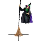 Witchwood™ 6 ft Touch-Activated Mounted Flying Witch Halloween Animatronic, HHWITCH-52FLS