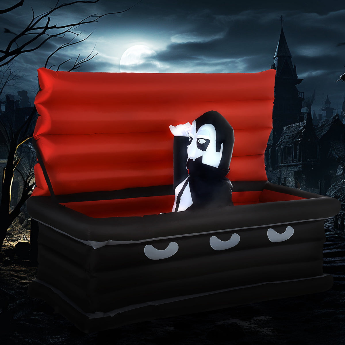 Witchwood™ HOMCOM 8ft Inflatable Halloween Mirror Face Ghost, Outdoor LED Display
