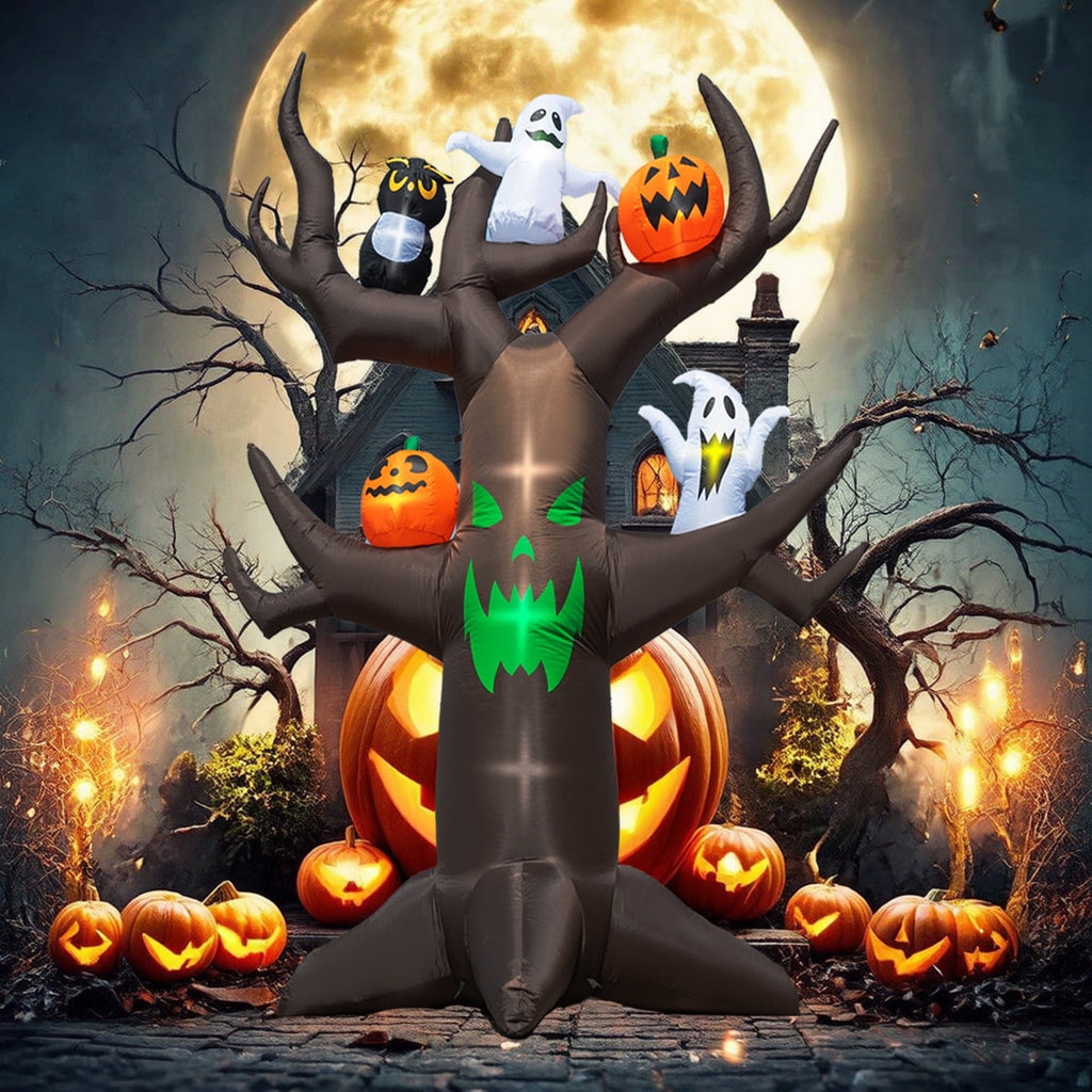 Witchwood™ Coolmade 9ft Halloween Inflatable Tree Decoration with pumpkin, Ghost, Owl, Blow up Yard Inflatables with Built-in LEDs for Garden Lawn Indoor Party Decor