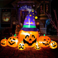 Witchwood™ 8.7ft Halloween Inflatables Pumpkins 7 Blow Up Decor with Witches Hat, Built-in LED Lights for Halloween Party, Yard, Garden, Lawn